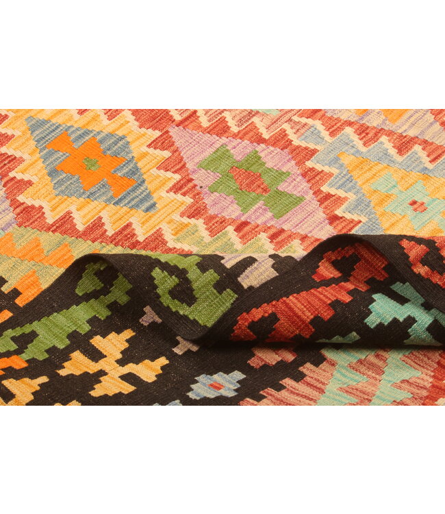 298x204cm Afghanischer orientalischer Wollteppich handgefertigter Kelim-Teppich