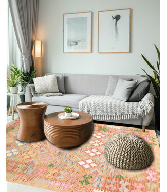 Kelimshop 205x153 cm Handgewebter Traditioneller Kelim Teppich Woll