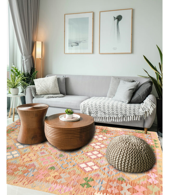 205x153 cm Handgewebter Traditioneller Kelim Teppich Woll