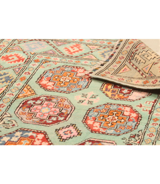 146x104cm Handgeknüpfter Woll Kazak Teppich – Authentischer Orientalischer Teppich, Traditionelles Tribal Design, Hochwertiger Handgefertigter Wollteppich