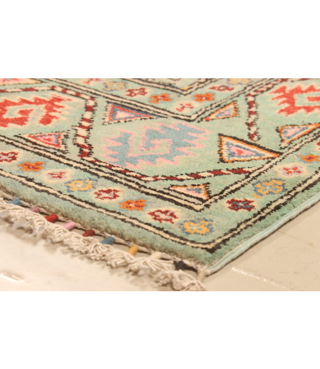 146x104cm Handgeknüpfter Woll Kazak Teppich – Authentischer Orientalischer Teppich, Traditionelles Tribal Design, Hochwertiger Handgefertigter Wollteppich