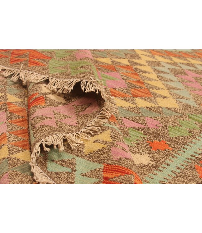 Handgewebte Orientalisch Wolle Kelim Teppich 242x170 cm