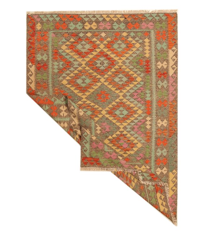 Hand Woven Afghan Wool Kilim Area Rug 242x170 cm
