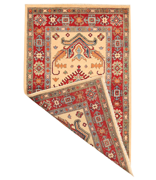 151x92cm Hand-Knotted Wool Kazak Rug – Authentic Oriental Carpet, Traditional Tribal Design, High-Quality Handmade Wool Rug