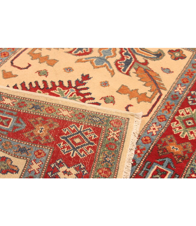 151x92cm Handgeknüpfter Woll Kazak Teppich – Authentischer Orientalischer Teppich, Traditionelles Tribal Design, Hochwertiger Handgefertigter Wollteppich