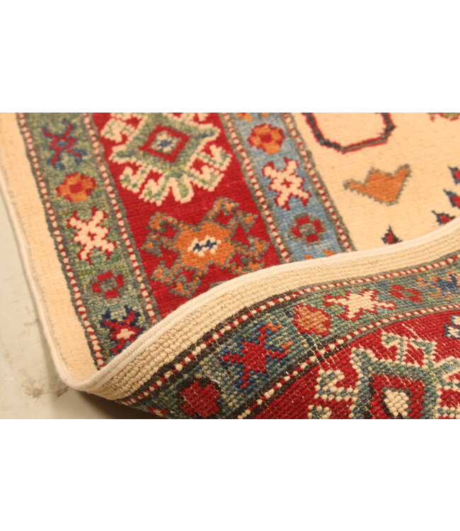 151x92cm Handgeknüpfter Woll Kazak Teppich – Authentischer Orientalischer Teppich, Traditionelles Tribal Design, Hochwertiger Handgefertigter Wollteppich