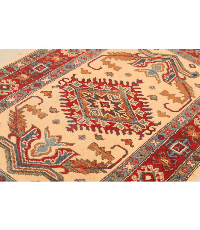 151x92cm Hand-Knotted Wool Kazak Rug – Authentic Oriental Carpet, Traditional Tribal Design, High-Quality Handmade Wool Rug
