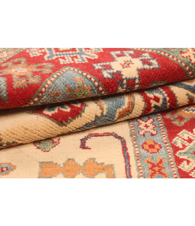 151x92cm Handgeknüpfter Woll Kazak Teppich – Authentischer Orientalischer Teppich, Traditionelles Tribal Design, Hochwertiger Handgefertigter Wollteppich