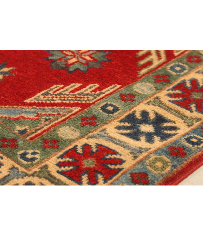155x100cm Hand-Knotted Wool Kazak Rug – Authentic Oriental Carpet, Traditional Tribal Design, High-Quality Handmade Wool Rug