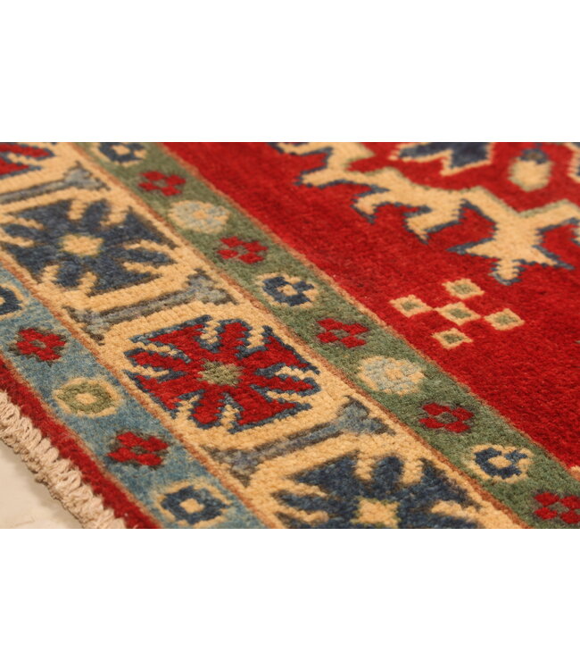 155x100cm Handgeknüpfter Woll Kazak Teppich – Authentischer Orientalischer Teppich, Traditionelles Tribal Design, Hochwertiger Handgefertigter Wollteppich