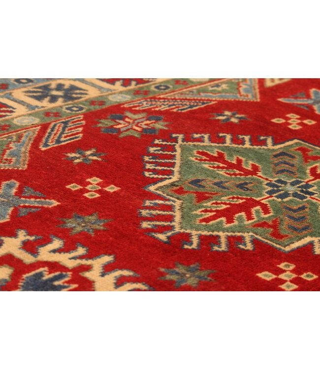 155x100cm Handgeknüpfter Woll Kazak Teppich – Authentischer Orientalischer Teppich, Traditionelles Tribal Design, Hochwertiger Handgefertigter Wollteppich