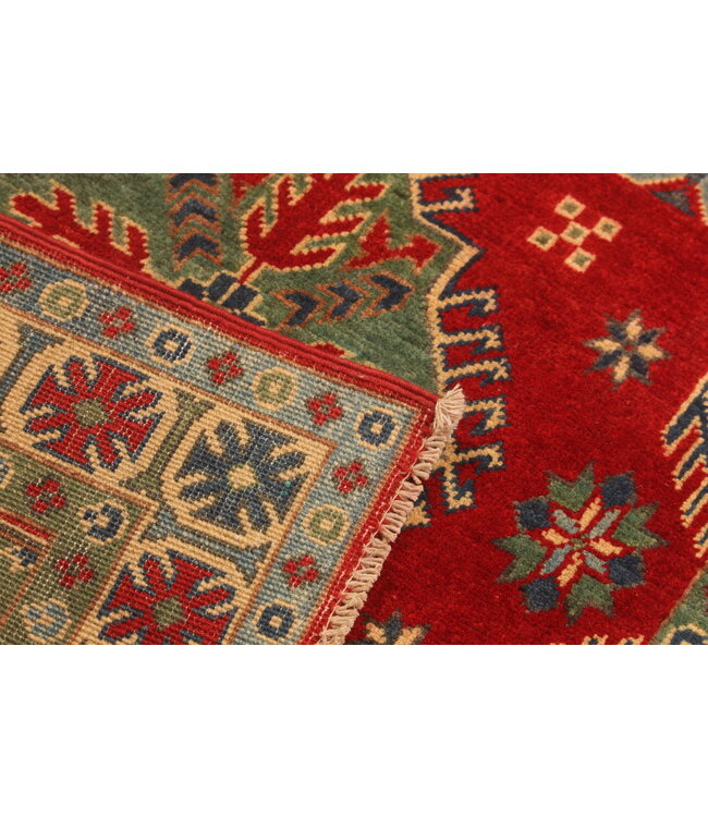 155x100cm Hand-Knotted Wool Kazak Rug – Authentic Oriental Carpet, Traditional Tribal Design, High-Quality Handmade Wool Rug
