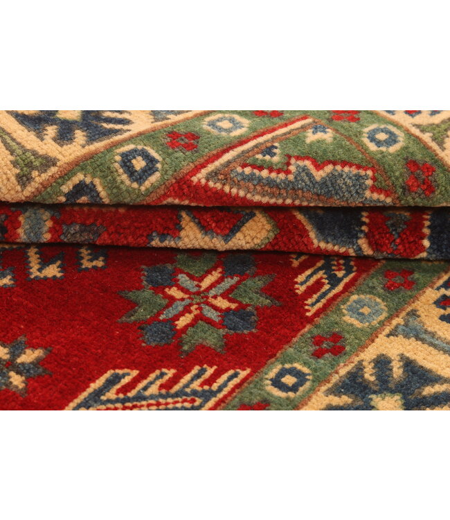 155x100cm Handgeknoopte Wol Kazak Tapijt – Authentiek Oosters Vloerkleed, Traditioneel Tribaal Design, Hoogwaardige Handgemaakte Wol Tapijt