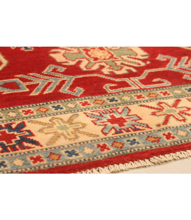 154x98cm Hand-Knotted Wool Kazak Rug – Authentic Oriental Carpet, Traditional Tribal Design, High-Quality Handmade Wool Rug