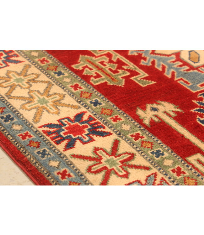 154x98cm Handgeknoopte Wol Kazak Tapijt – Authentiek Oosters Vloerkleed, Traditioneel Tribaal Design, Hoogwaardige Handgemaakte Wol Tapijt