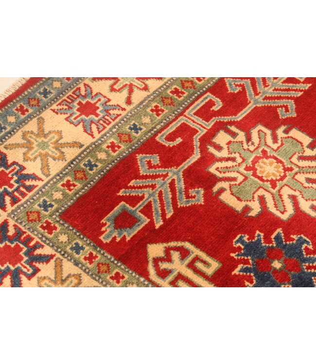 154x98cm Handgeknüpfter Woll Kazak Teppich – Authentischer Orientalischer Teppich, Traditionelles Tribal Design, Hochwertiger Handgefertigter Wollteppich