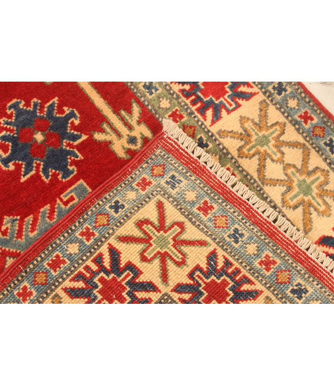 154x98cm Handgeknoopte Wol Kazak Tapijt – Authentiek Oosters Vloerkleed, Traditioneel Tribaal Design, Hoogwaardige Handgemaakte Wol Tapijt