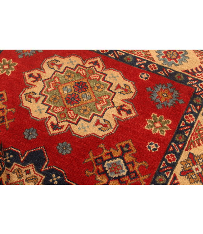 140x100cm Hand-Knotted Wool Kazak Rug – Authentic Oriental Carpet, Traditional Tribal Design, High-Quality Handmade Wool Rug