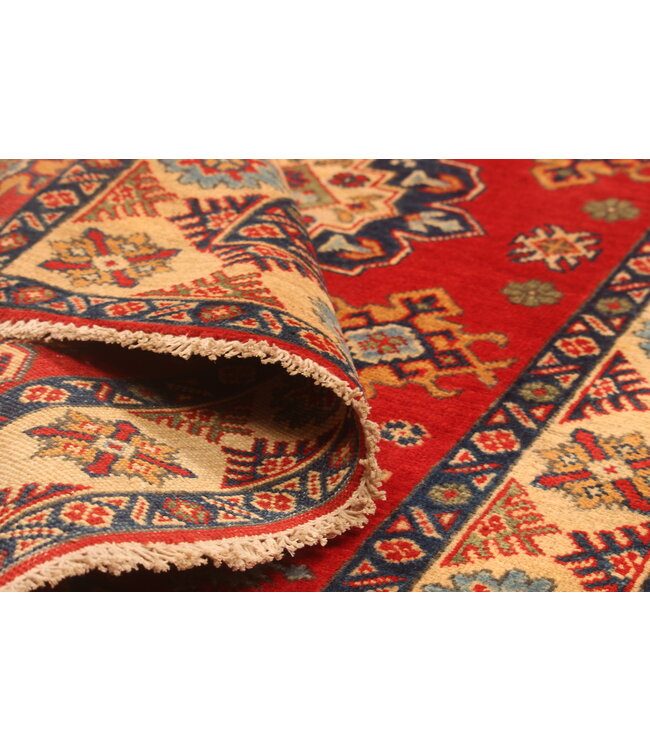 140x100cm Handgeknoopte Wol Kazak Tapijt – Authentiek Oosters Vloerkleed, Traditioneel Tribaal Design, Hoogwaardige Handgemaakte Wol Tapijt