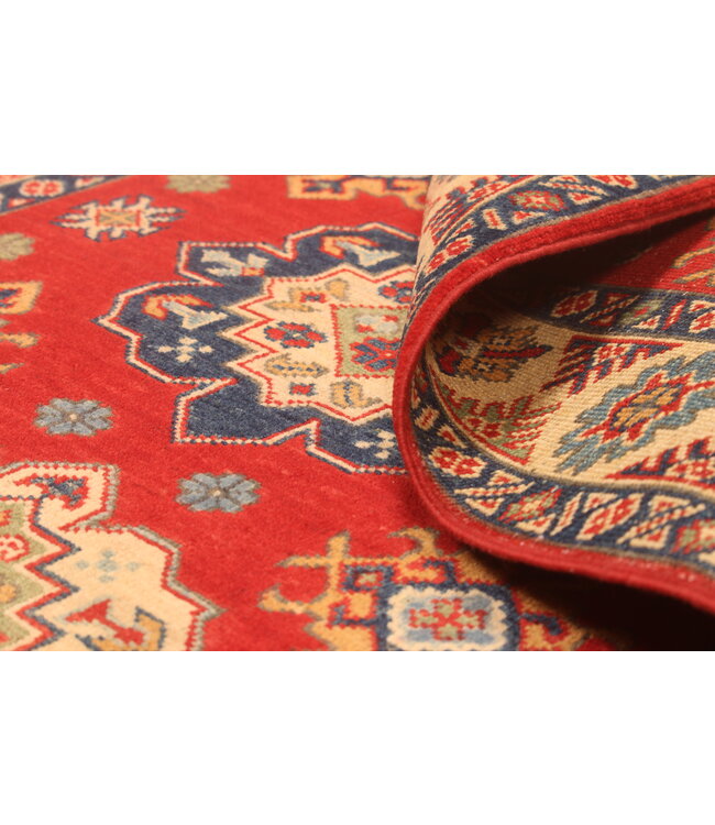 140x100cm Handgeknoopte Wol Kazak Tapijt – Authentiek Oosters Vloerkleed, Traditioneel Tribaal Design, Hoogwaardige Handgemaakte Wol Tapijt