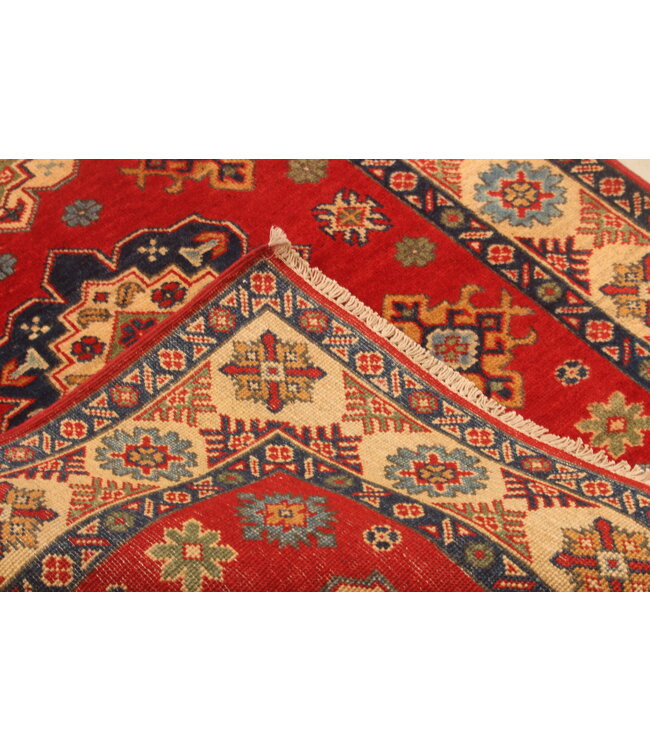 140x100cm Hand-Knotted Wool Kazak Rug – Authentic Oriental Carpet, Traditional Tribal Design, High-Quality Handmade Wool Rug