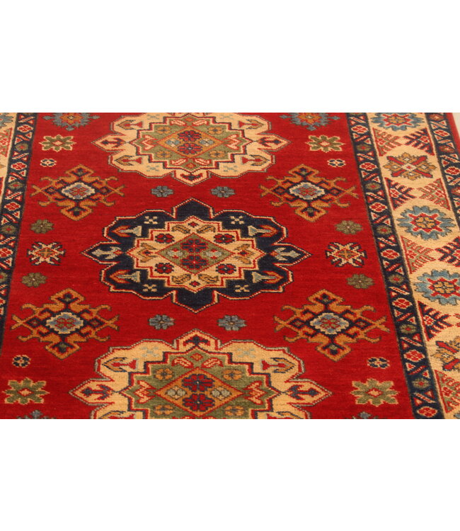 140x100cm Handgeknoopte Wol Kazak Tapijt – Authentiek Oosters Vloerkleed, Traditioneel Tribaal Design, Hoogwaardige Handgemaakte Wol Tapijt