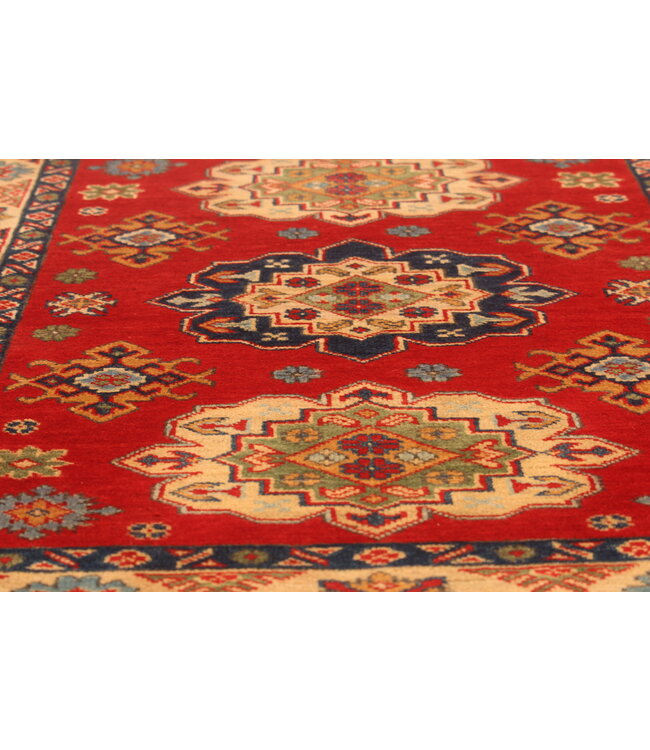 140x100cm Handgeknoopte Wol Kazak Tapijt – Authentiek Oosters Vloerkleed, Traditioneel Tribaal Design, Hoogwaardige Handgemaakte Wol Tapijt