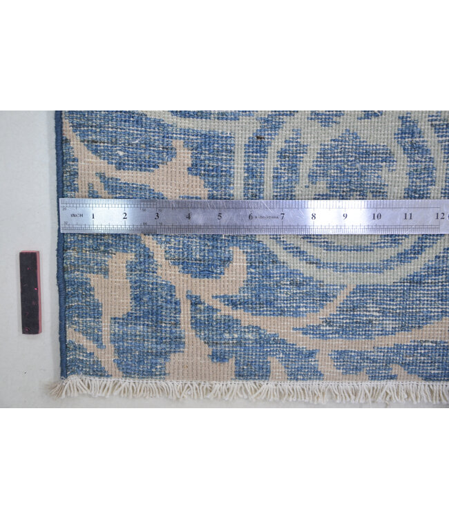 Luxury Hand-Knotted Wool Runner – Blue Floral Design – 370 x 94 cm – Artisan Oriental Rug