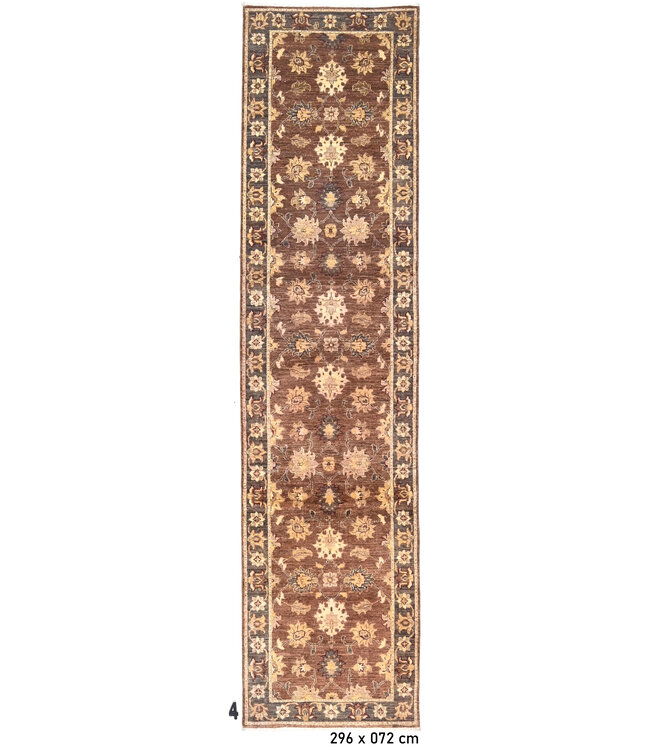 Handgeknüpfter Woll-Läufer mit klassischem Blumenmuster – 296 x 72 cm