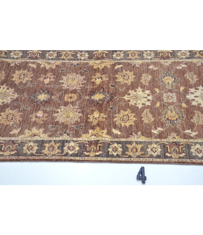 Authentieke handgeknoopte wollen loper met bloemmotief – 296 x 72 cm