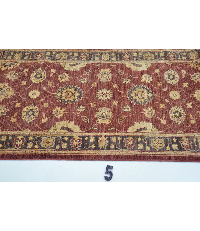 Rotes Persisches Handgeknüpftes Wollteppich - 346 x 076 cm - Klassisches Blumenmuste