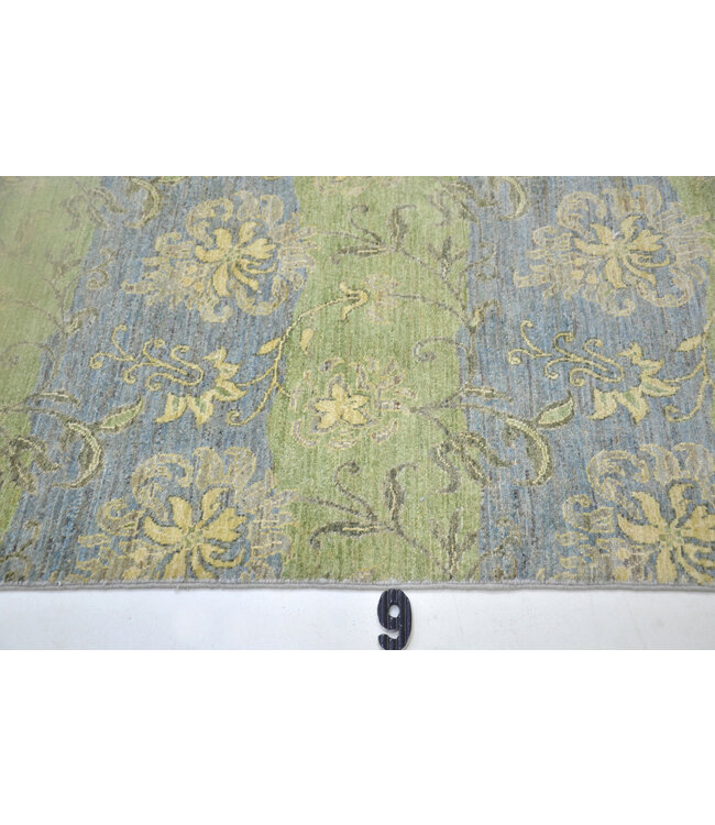 Groen & Blauw Handgeknoopte Wollen Loper (614 x 77 cm)
