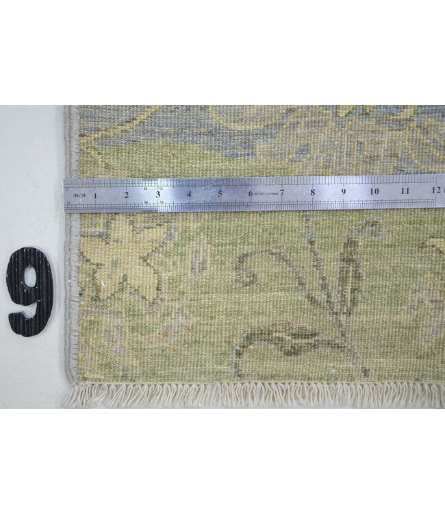 Green & Blue Hand-Knotted Wool Runner (614 x 77 cm)