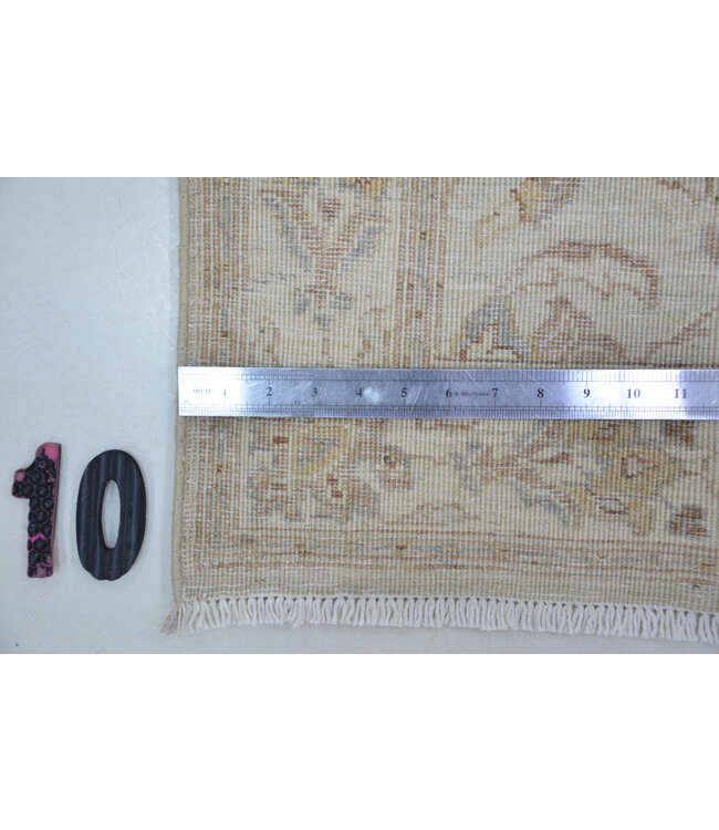 Beige & Taupe Handgeknoopte Wollen Loper (290 x 76 cm)