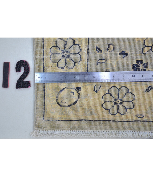 Beige & Light Blue Floral Medallion Pattern – Hand-Knotted Wool Runner – 300 x 75 cm