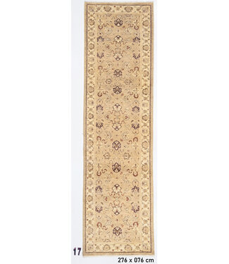 Handgeknüpfter Wollteppich mit Blumenmuster - Beige und Rot - 276 x 076 cm Handgeknüpfter Wollteppich mit Blumenmuster - Beige und Rot - 276 x 076 cm