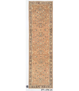 Amber Garden – Hand-Knotted Wool Runner – 277 x 076 cm – Terracotta, Beige & Dark Brown