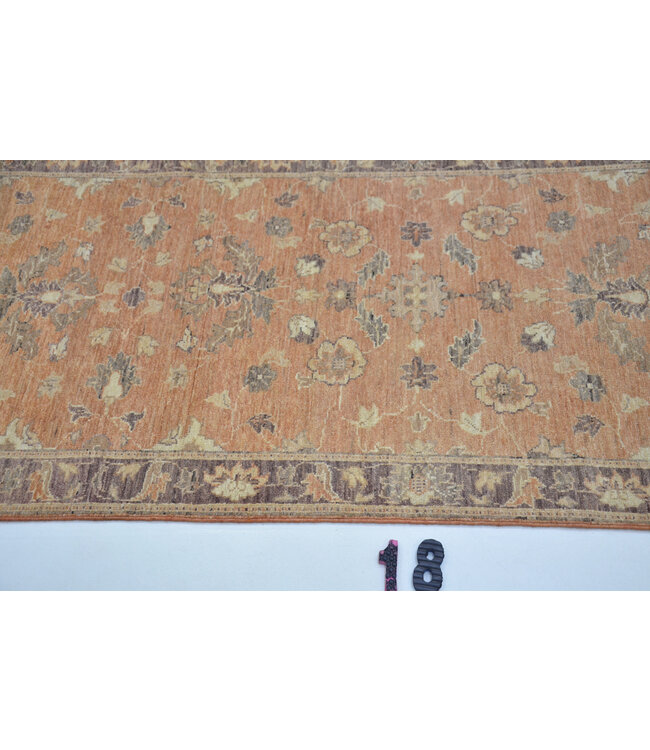 Amber Garden – Hand-Knotted Wool Runner – 277 x 076 cm – Terracotta, Beige & Dark Brown