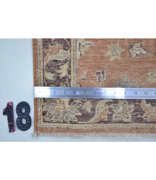 Amber Garden – Hand-Knotted Wool Runner – 277 x 076 cm – Terracotta, Beige & Dark Brown