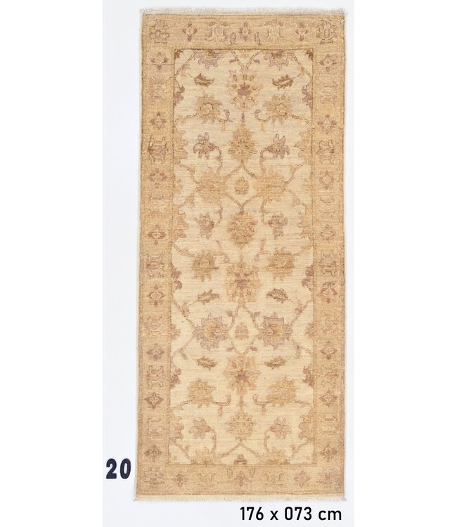 Desert Bloom – Hand-Knotted Wool Runner – 176 x 073 cm – Beige & Sand Tones