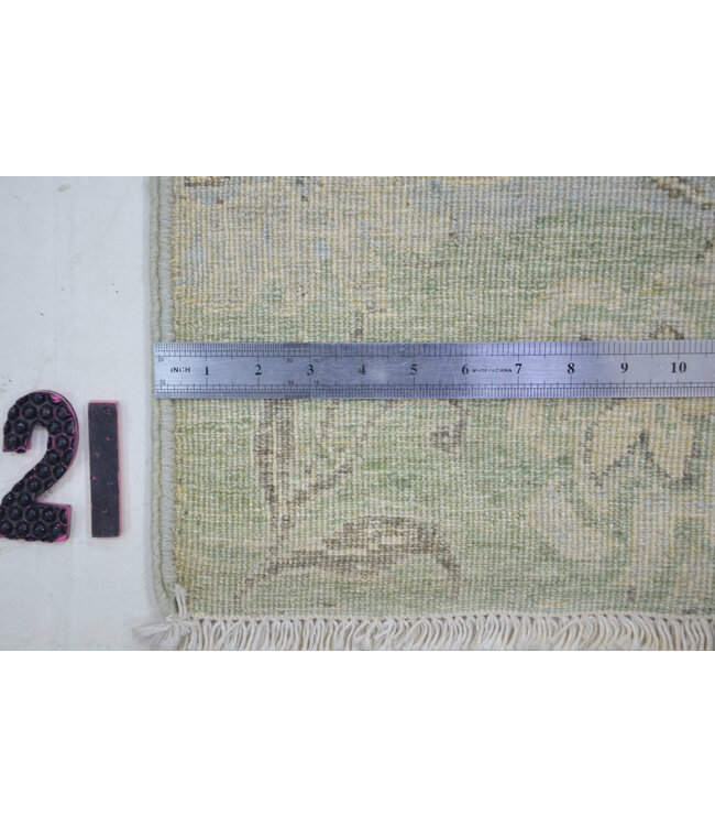 Spring Garden – Hand-Knotted Wool Runner – 608 x 077 cm – Green & Light Blue