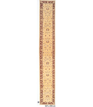 Königlicher Ziegler – Handgeknüpfter Woll-Läufer – 529 x 078 cm – Rot & Gold