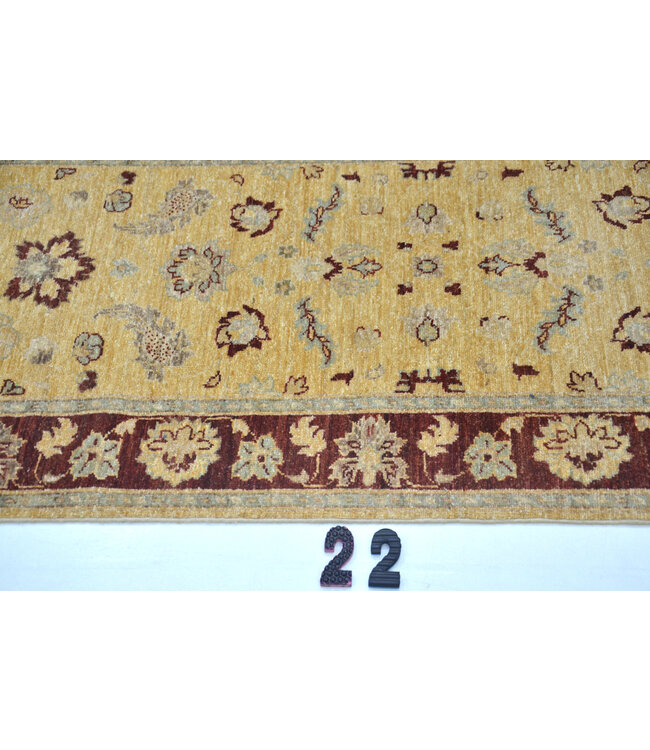 Königlicher Ziegler – Handgeknüpfter Woll-Läufer – 529 x 078 cm – Rot & Gold