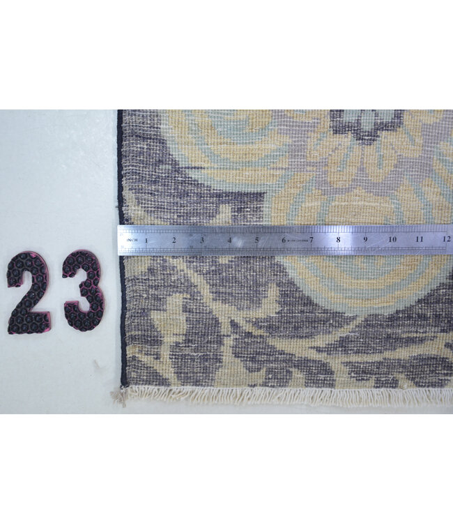 Modern Floral Wool Runner – Hand-Knotted – 358 x 091 cm – Pastel Flowers on Charcoal Gre