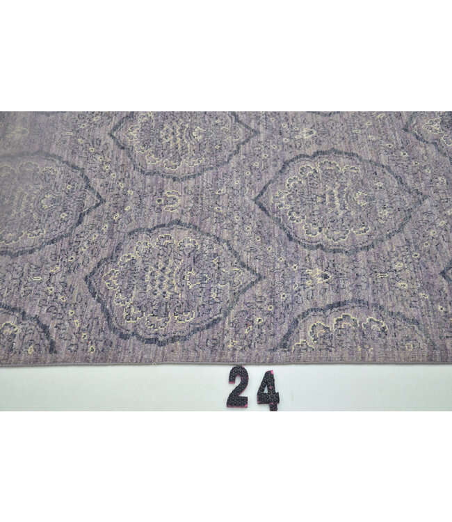 Paars Perzisch Medaillonpatroon – Handgeknoopte wollen loper – 379 x 078 cm