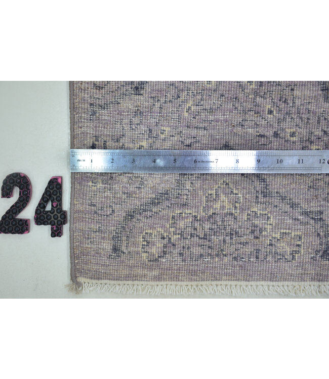 Violetter Läufer mit persischem Medaillonmuster – Handgeknüpft aus Wolle – 379 x 078 cm