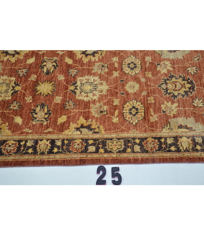Red Ziegler Pattern Runner – Hand-knotted Wool – 344 x 078 cm