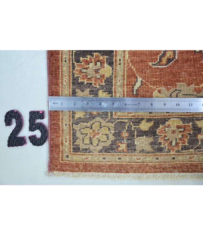 Red Ziegler Pattern Runner – Hand-knotted Wool – 344 x 078 cm