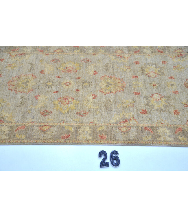 Beige Ziegler Pattern Runner – Hand-knotted Wool – 298 x 076 cm
