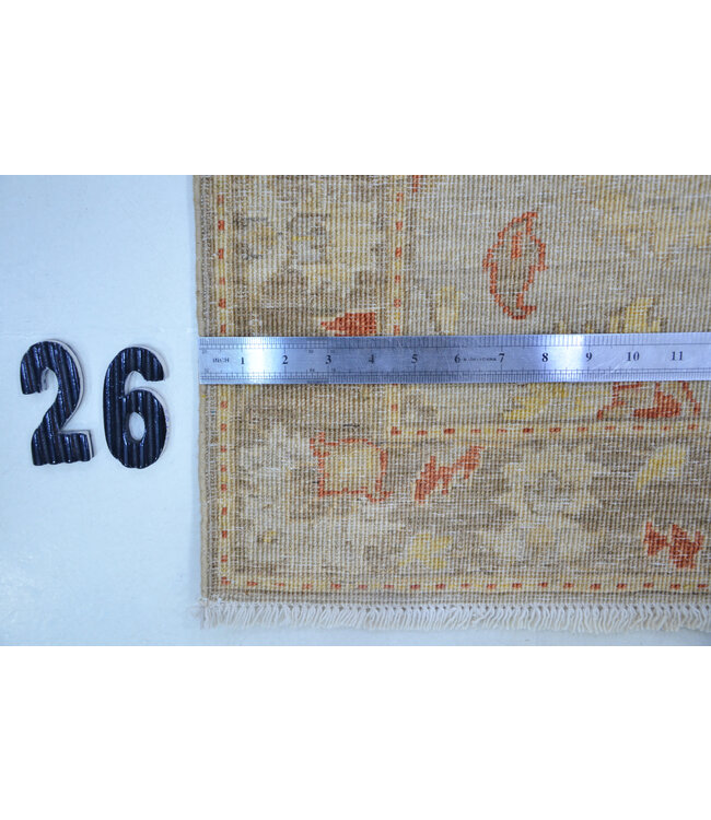 Beige Ziegler-patroon – Handgeknoopte wollen loper – 298 x 076 cm